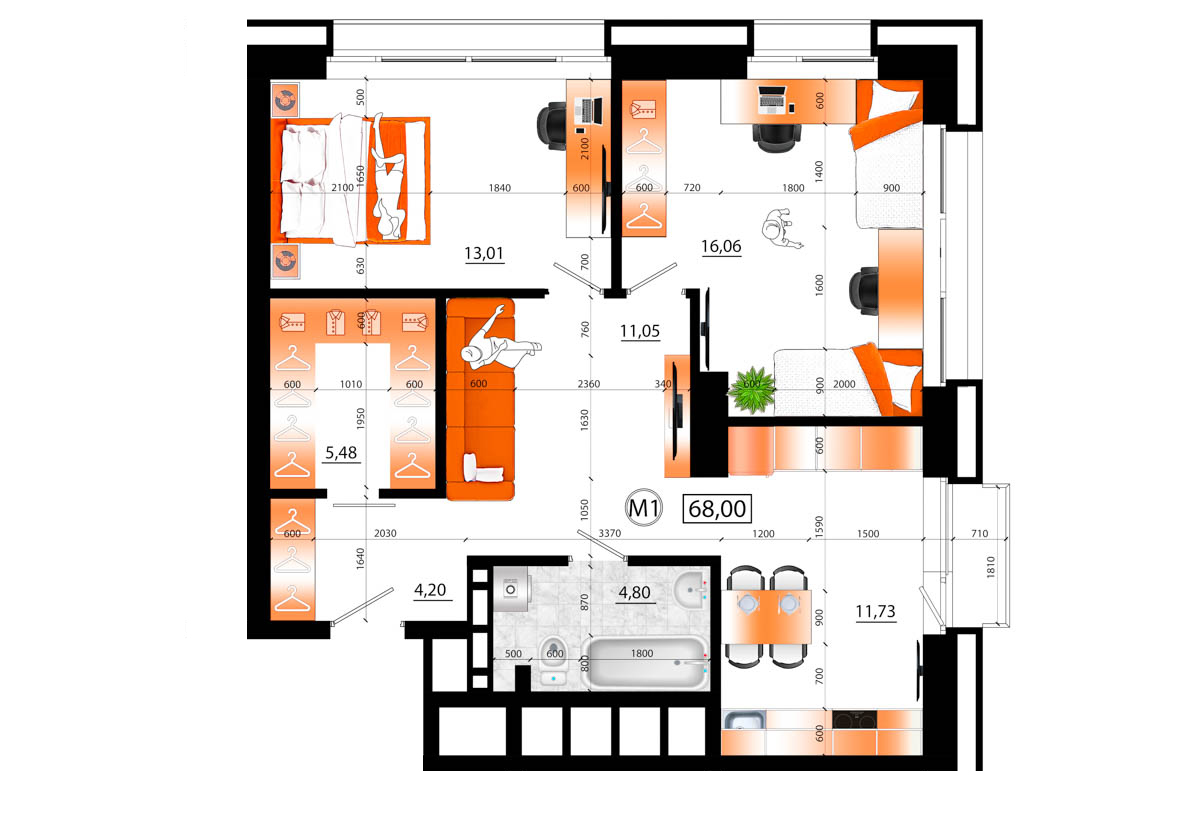 Планировка 3-комн.