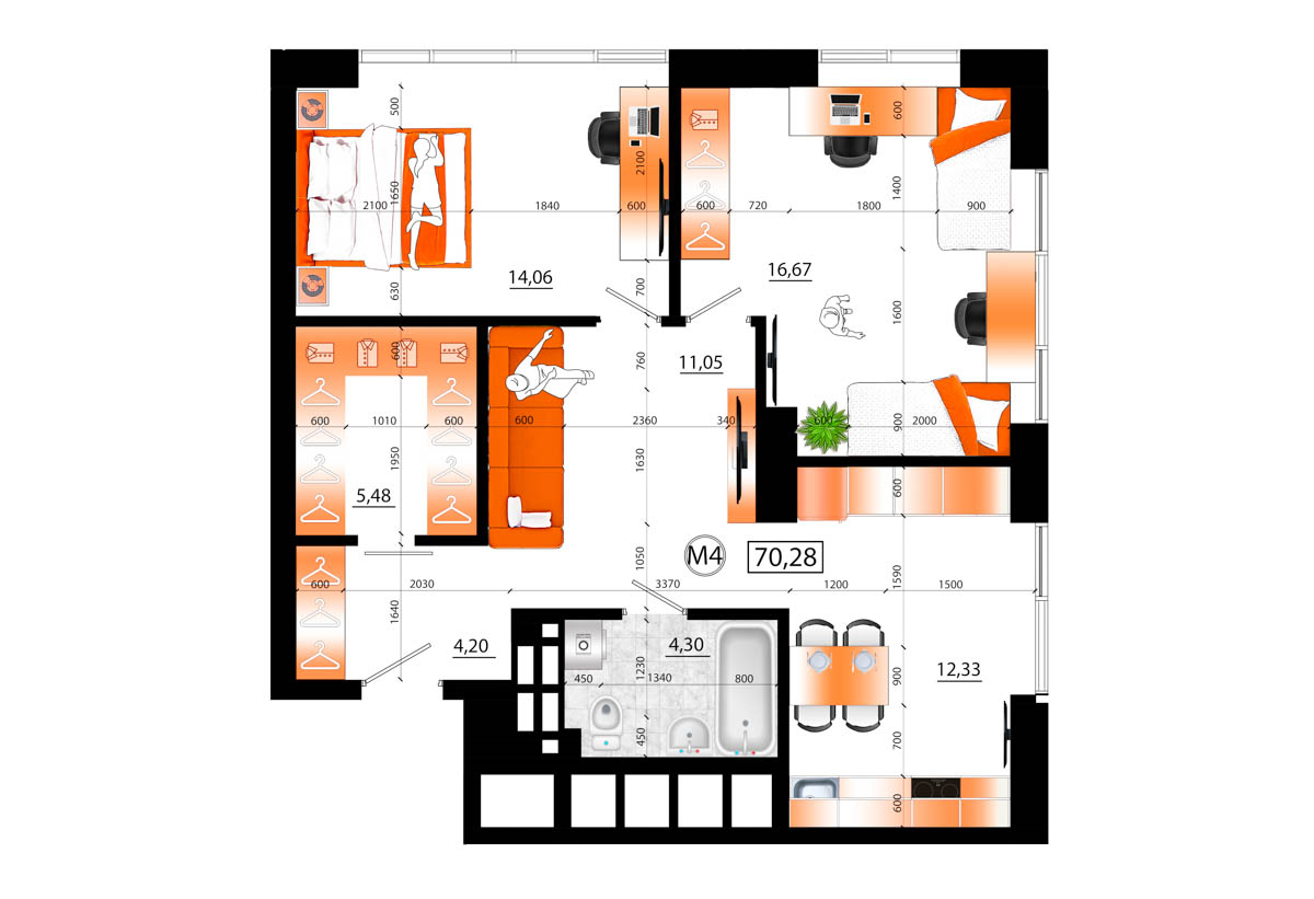 Планировка 3-комн.